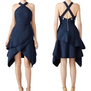 Antonio Berardi navy halter asymmetrical dress
